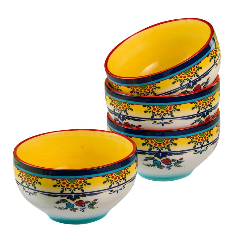 Euro Ceramica Zanzibar 4 Piece 6" All Purpose Bowl Set - 6.38 in. x 6.38 in. x 3.54 in.