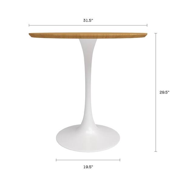 dimension image slide 3 of 6, Kurv Mid-Century Modern 3-Piece Cafe Dining Set