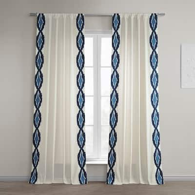 Exclusive Fabrics Sorong Bordered Cotton Semi Sheer Curtains (1 Panel)