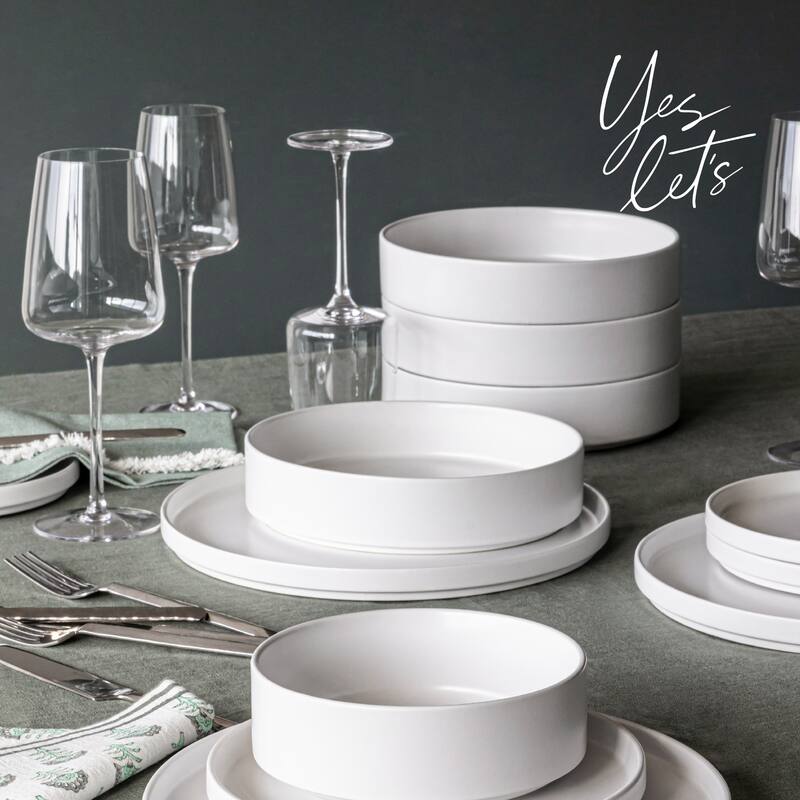 over&back Stackable 40oz Semi-Matte Stoneware Dinner Bowls