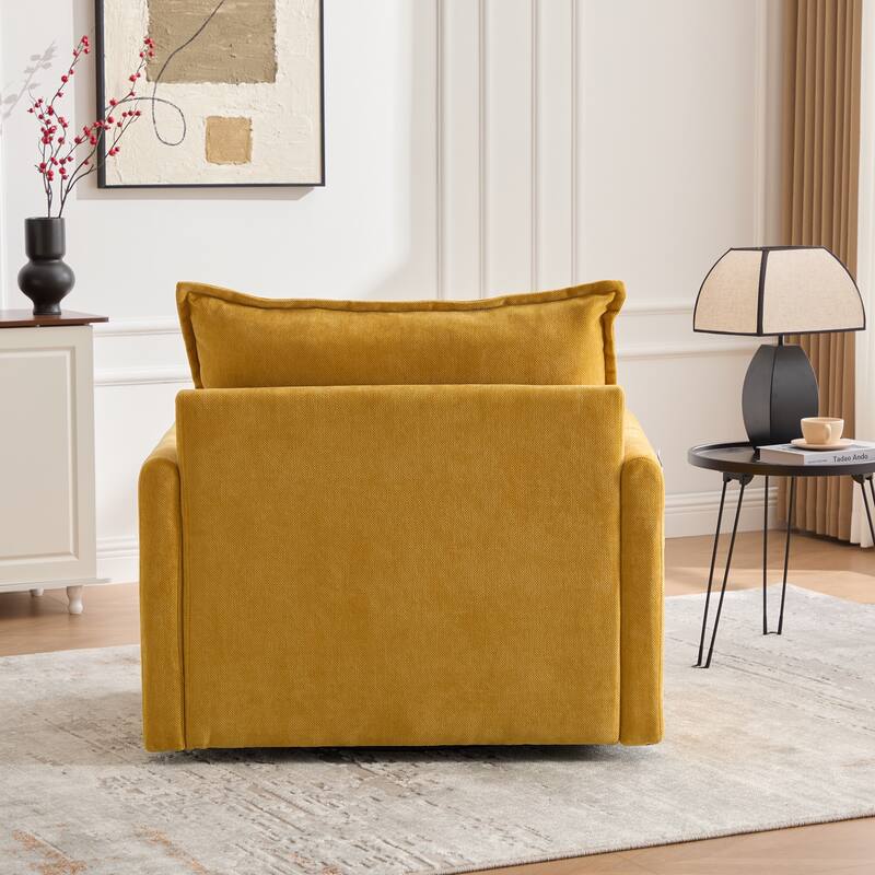 Mid Century Modern Swivel Barrel Chair with Solid Metal Base