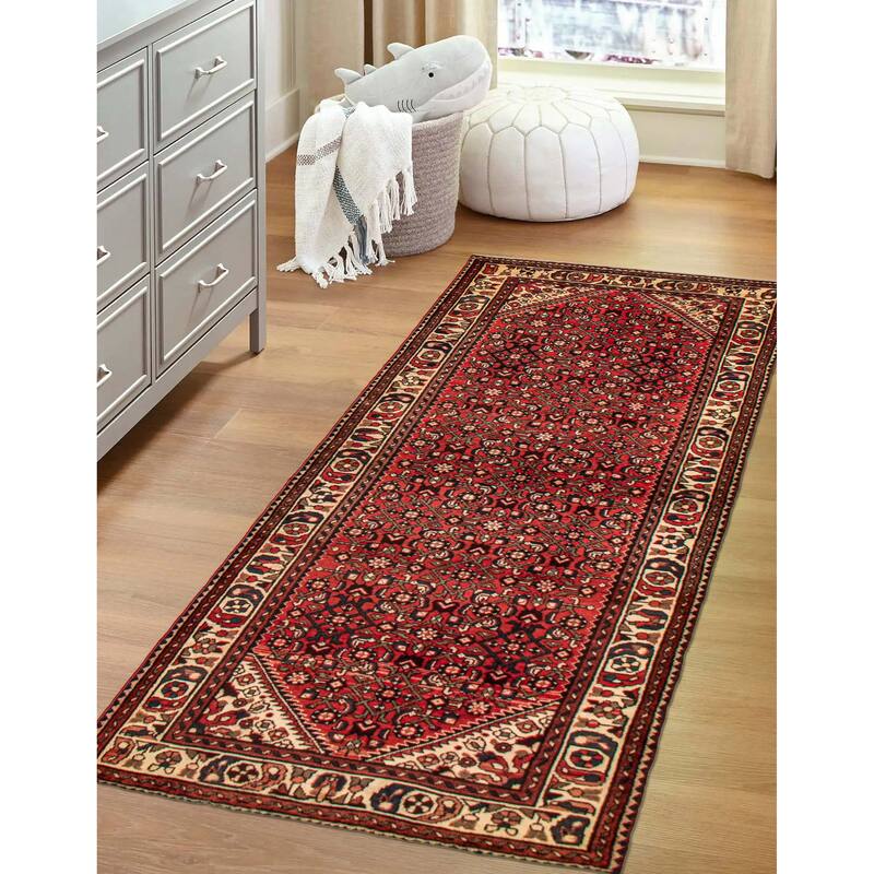 ECARPETGALLERY Hand-knotted Andelz Red Wool Rug - 3'7 x 10'3