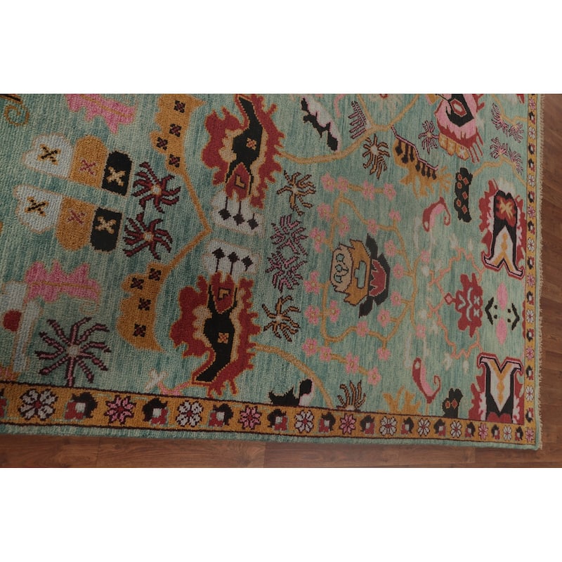 Light Green Heriz-Serapi Oriental Area Rug Handmade Wool Carpet - 8'11"x 11'9"