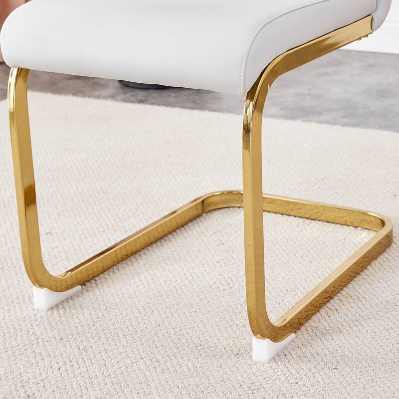 Modern Dining Set with Sintered Stone Table & PU High Back Chairs