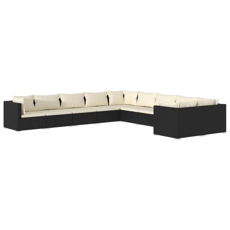 vidaXL Patio Lounge Set Outdoor Sectional Sofa Set Table Garden Poly Rattan - 27.6" x 27.6" x 23.8"