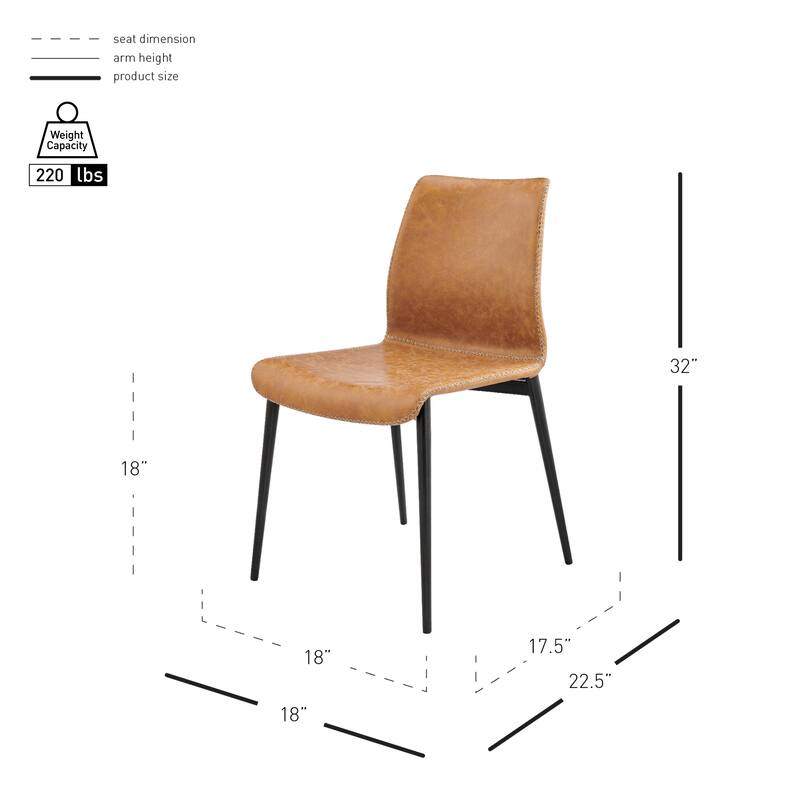 NPD Furniture Jayden Faux Leather Dining Side Chair (Set of 2)
