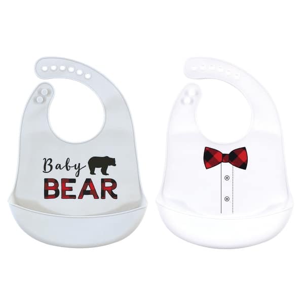 slide 1 of 1, Little Treasure Baby Boy Silicone Bibs 2pk, Baby Bear, One Size - Baby Bear - One Size One Size - Baby Bear