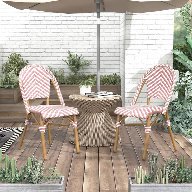 Irene French Chevron Wicker Patio Dining Chairs by Furniture of America