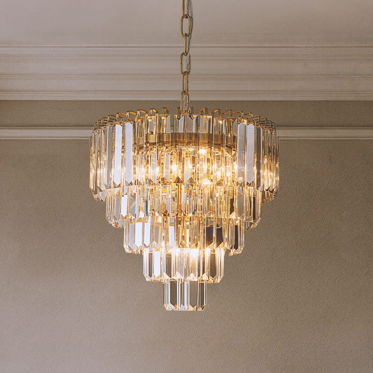 AloaDecor Modern Crystal Chandelier Warm Brass for Dining Room and Entryway