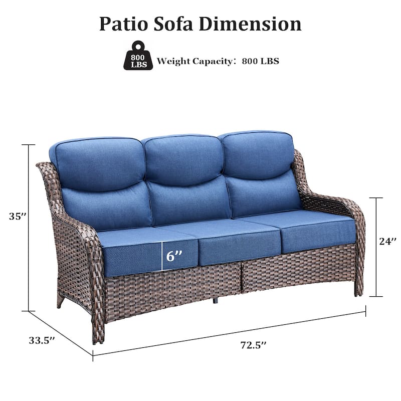 Outdoor Sofa with 6-Inch Thick Cushions Furniture for Porch