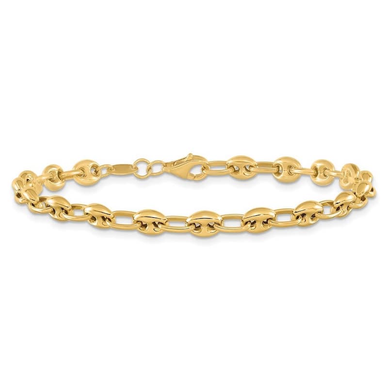 Curata 14k Yellow Gold Polished Link Bracelet 7.5 Inch