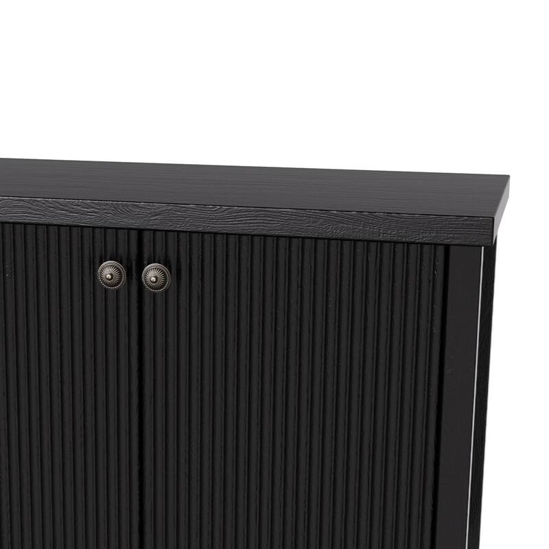 59" Sideboard Buffet Cabinet – Fluted 4-Door Storage, Farmhouse Accent Sideboard Large Console Table for Kitchen or Hallway