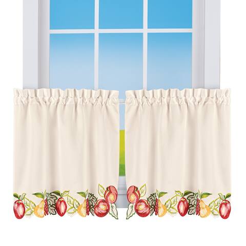 Embroidered Fruits Rod Pocket Top Window Curtains