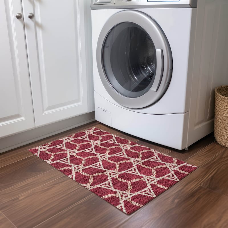 Machine Washable Indoor/ Outdoor Transitional Links Chantille Rug