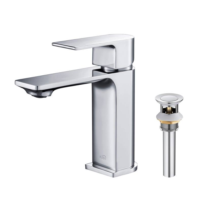 Lead-free Solid Brass Single Handle Bathroom Vanity Faucet with Hose - Chrome W/ Pop Up Drain