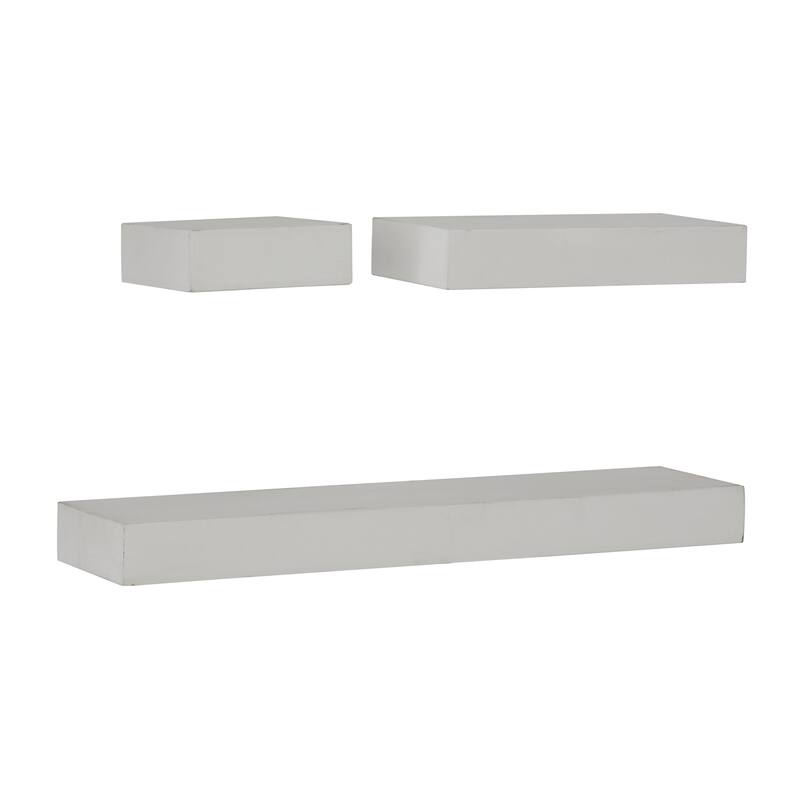Wood 3 Shelves Wall Shelf - Set of 3 Black or White - CosmoLiving by Cosmopolitan