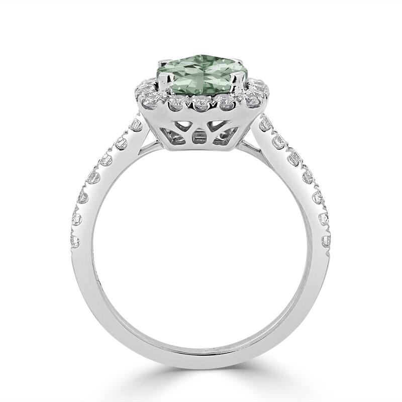 Auriya 3/4ct Cushion-cut Green Amethyst and Halo Diamond Engagement Ring 1/2cttw 14k Gold