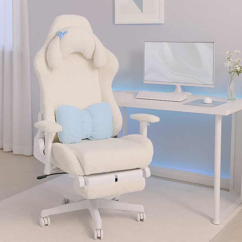 Designs White Bunny Gaming Chair With Footrest - White