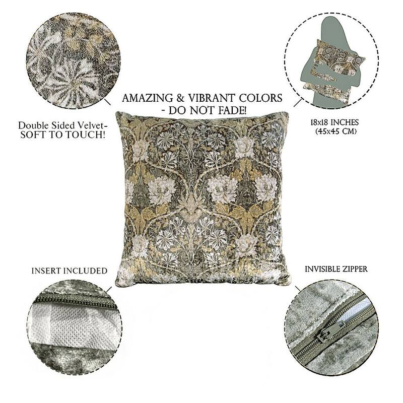 Monogram Velvet Embroidered Square Decorative Throw Pillow