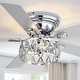 preview thumbnail 18 of 33, 52" Flush Mount 5-Blade Modern Crystal Indoor Ceiling Fan with Light Kit and Remote Chrome