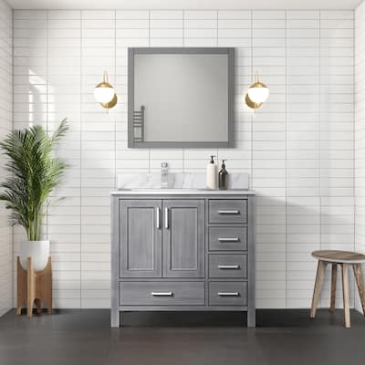 Lexora Jacques 36" Dark Grey Single Vanity - No Mirror, Left Version