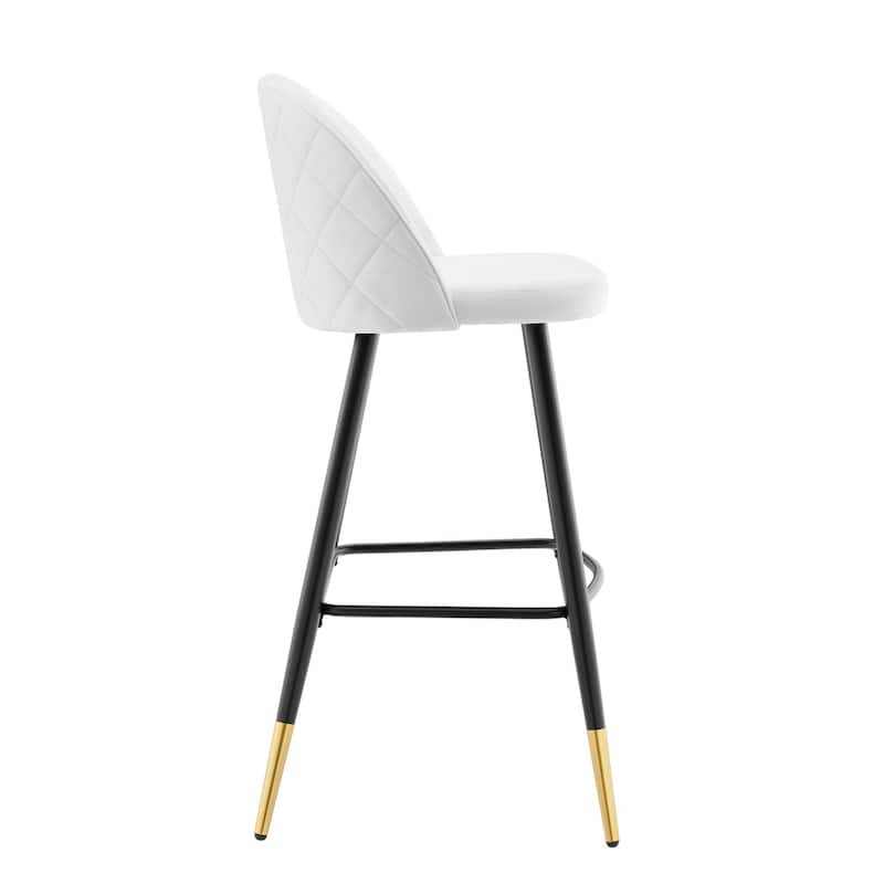 Modway Cordial Performance Velvet Dining Bar Stools in Mint, Set of 2