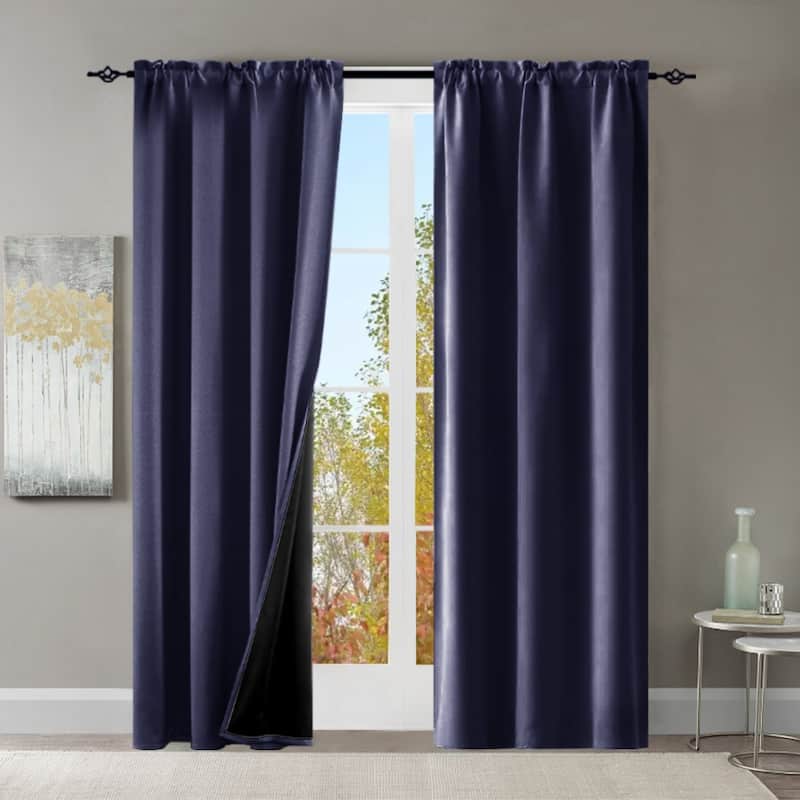 Pro Space 2 Panels Thermal Room Blackout Rod Pocket Curtain - 52*63in - Navy