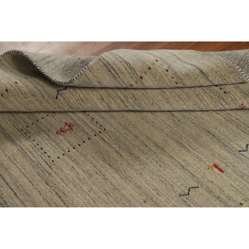 Hand Knotted Oriental 100% Wool Carpet Tribal Animal Pictorial Beige & Ivories Gabbeh Area Rug - 7' 9'' X 5' 0''