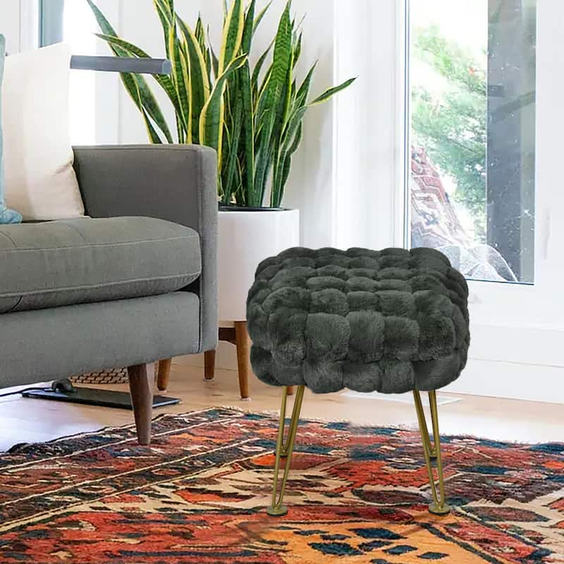 FoxFauxFur Pouf Stool