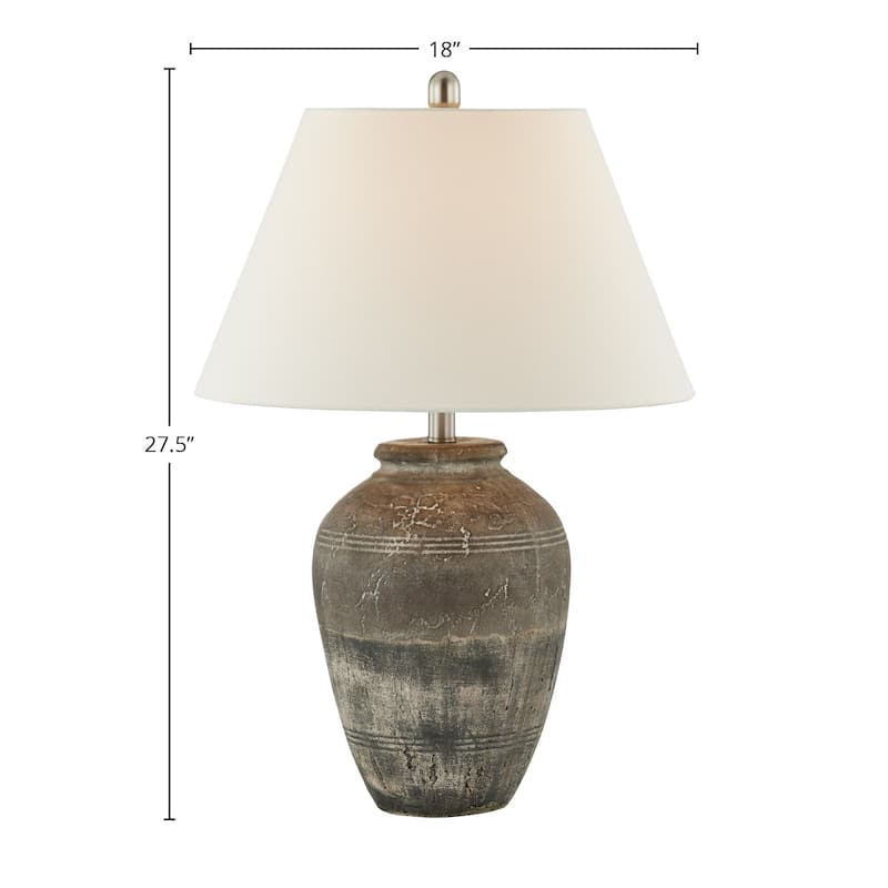 Kellen 28" Table Lamp with Linen Shade, Brown/Taupe