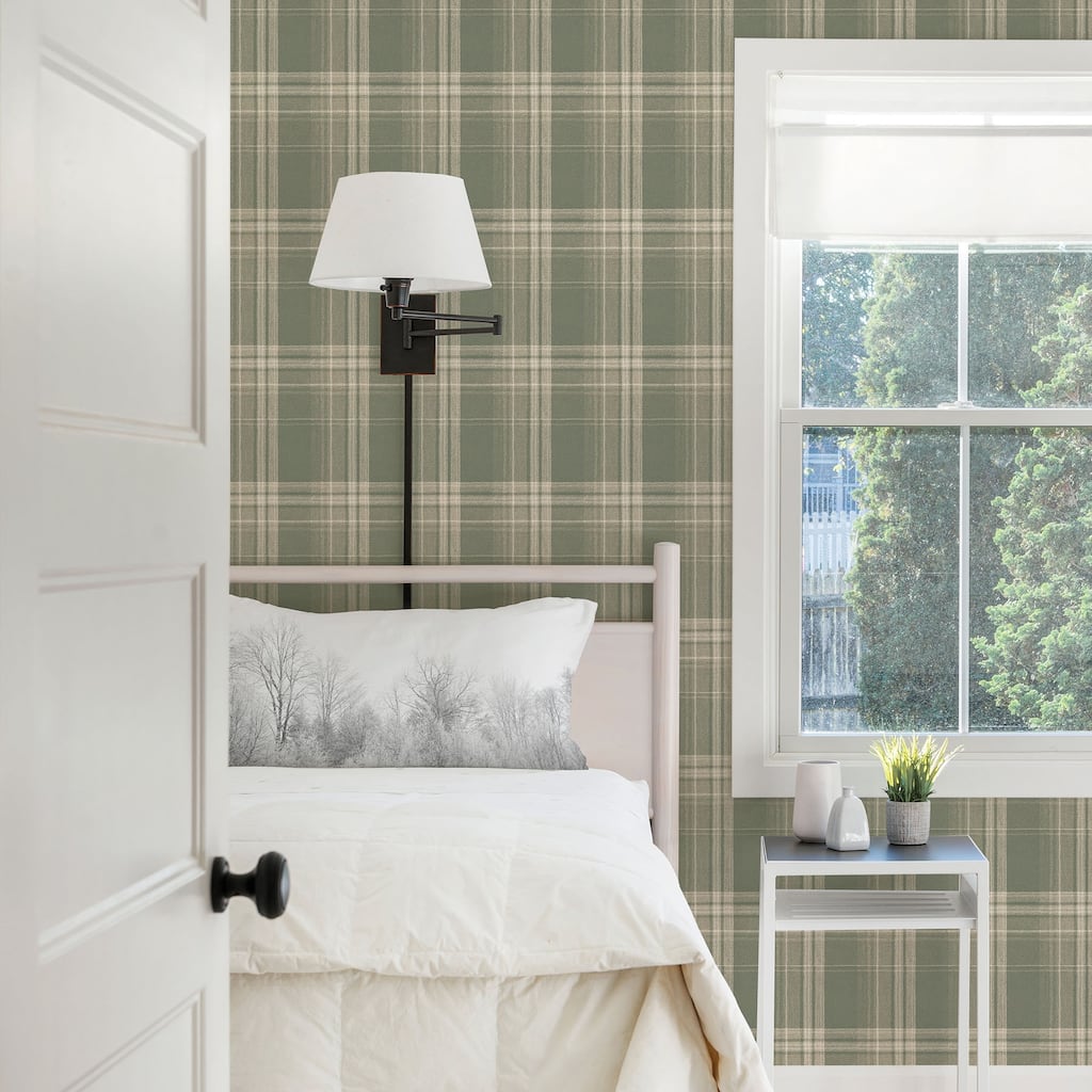 Faux Effects Gennadi Saranac Sage Flannel 15' L X 4.5 W Wallpaper Roll