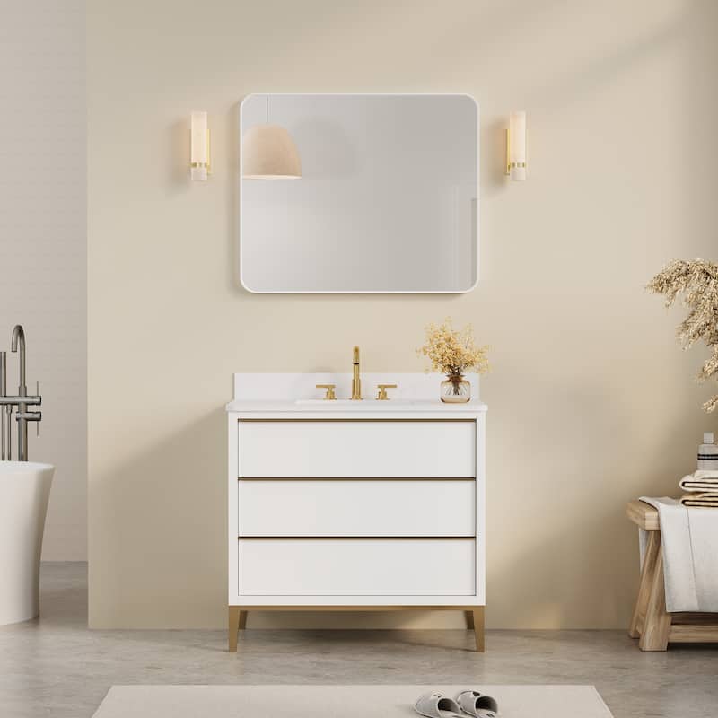 Modern Bathroom Rectangular Wall Mounted Anodized Aluminum Framed Vanity Mirror