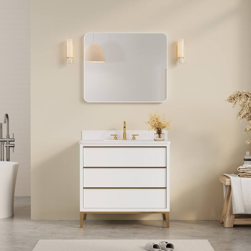 Modern Bathroom Wall Mounted Anodized Aluminum Framed Wall Vanity Mirror