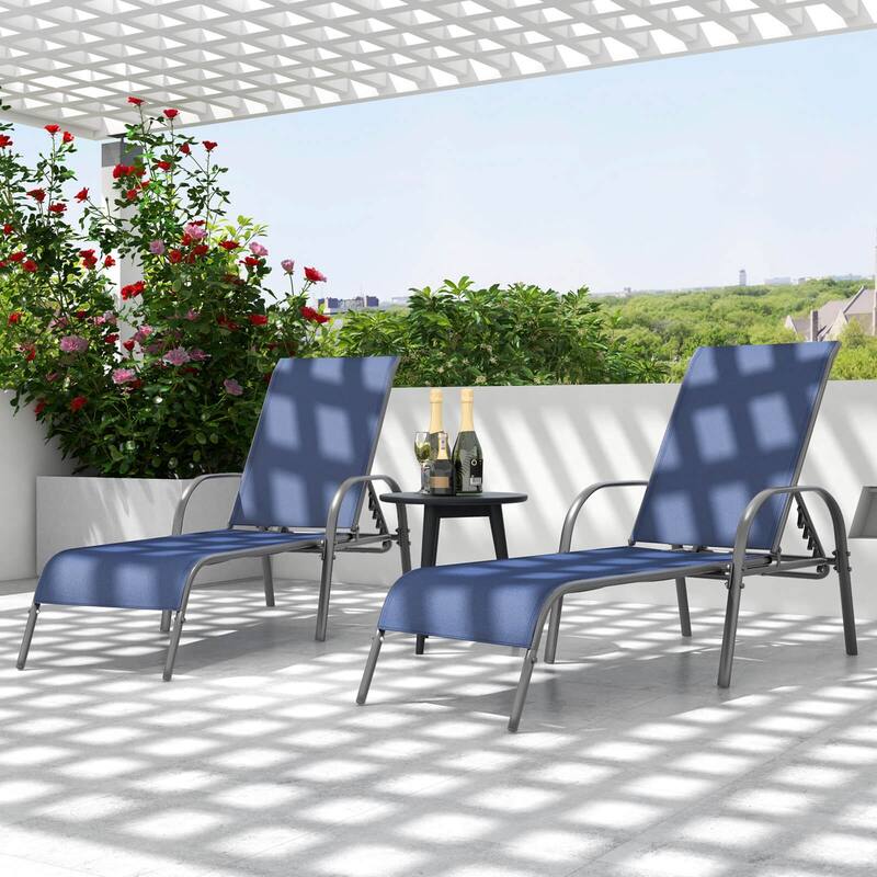 Costway Patio Lounge Chair Chaise Adjustable Reclining Armrest