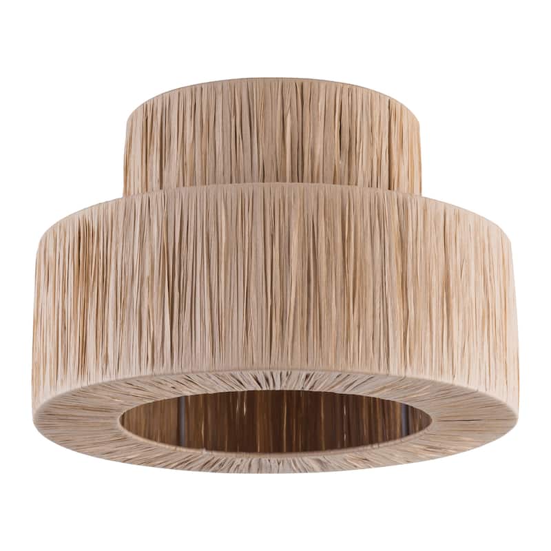 Maxax 1 - Light Raffia Dimmable Metal Drum Flush Mount