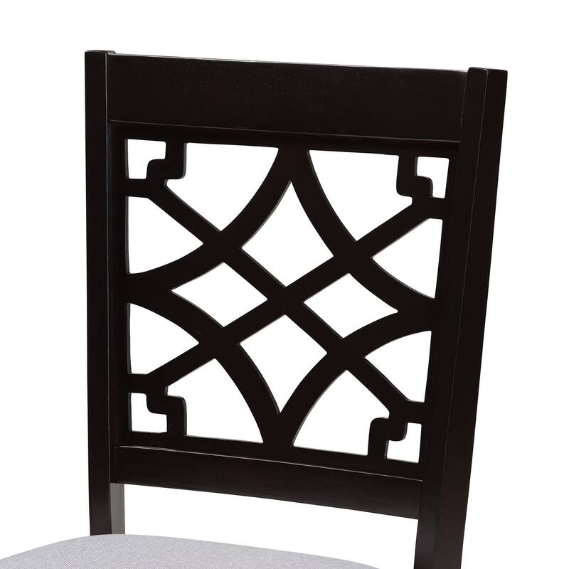 Modern 7-Piece Dining Set - Grey Fabric Chairs & Dark Wood Table