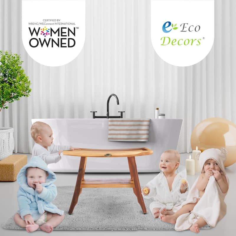 EcoDecors 24", Shower Stool, Shower Seat, Shower Chair for Inside Shower, Teak Shower Bench, Small Bench, Shower Foot Rest
