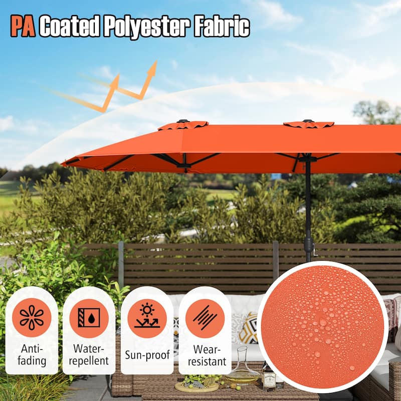 Gymax 13FT Double-sided Patio Umbrella w/ Crank Handle Umbrella Base