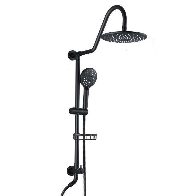 10" Rainfall Shower Head and Handheld Showerhead Combo Shower System with Slide Bar, Matte Black - Matte Black