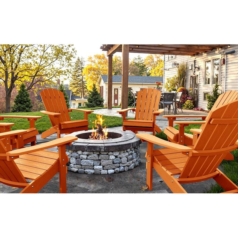 WINSOON All Weather HIPS Outdoor Plastic Adirondack Chairs Set of 4