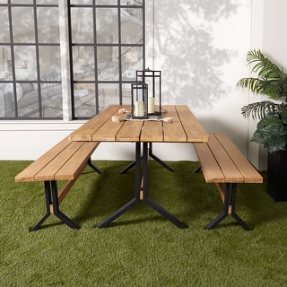 SEI Furniture Contemporary Natural Wood Dining Set (Set of 3)