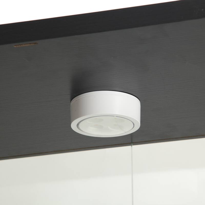 Lighted Two-Door Glass Display Cabinet with 4 Shelves, Tempered Glass and Security Lock