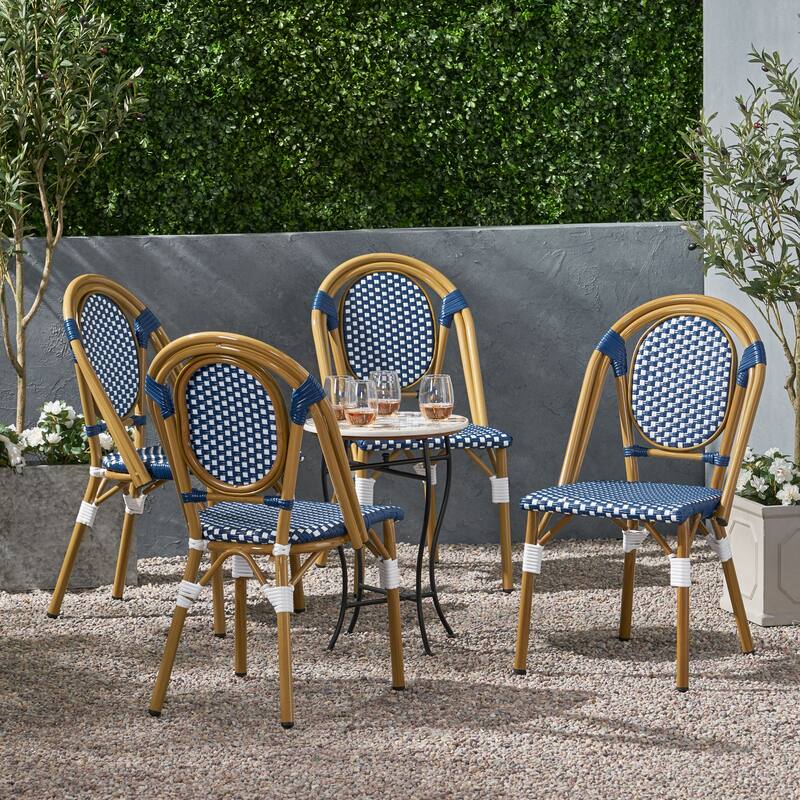 Remi Faux Bamboo/ Faux Rattan Outdoor French Bistro Chairs (Set of 4