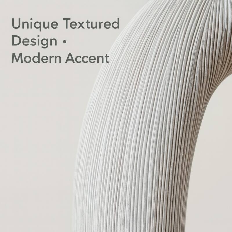 O Shaped Needley White Striped Textured Polyresin Decorative Vase