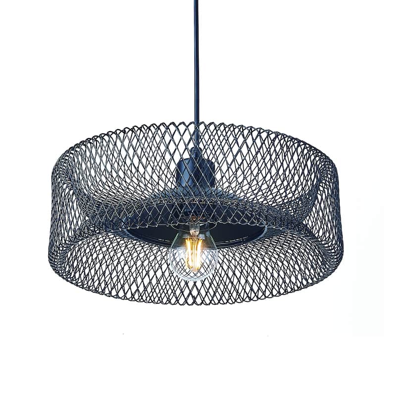 12-Inch Black Industrial Pendant Light - Single Light Fixture