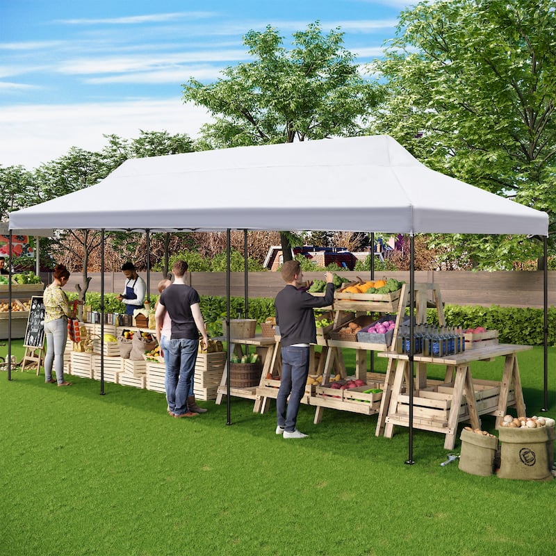 Erommy Canopy Tent, Commercial Instant Canopy Heavy Duty with Roller Bag, Sand Bags, Wind Ropes & Ground Nails, Outdoor Canopies
