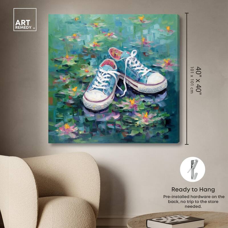 Lily Pad Sneakers II Canvas by Art Remedy, Gallery Wrapped