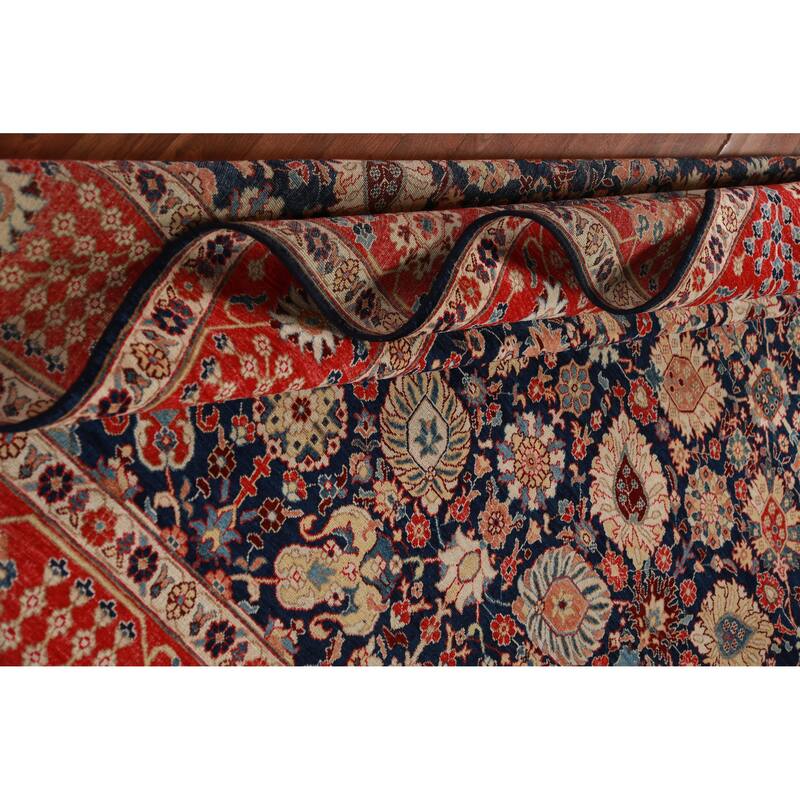 Vegetable Dye Navy Blue Heriz Serapi Oriental Rug Handmade Wool Carpet - 8'4"x 9'10"