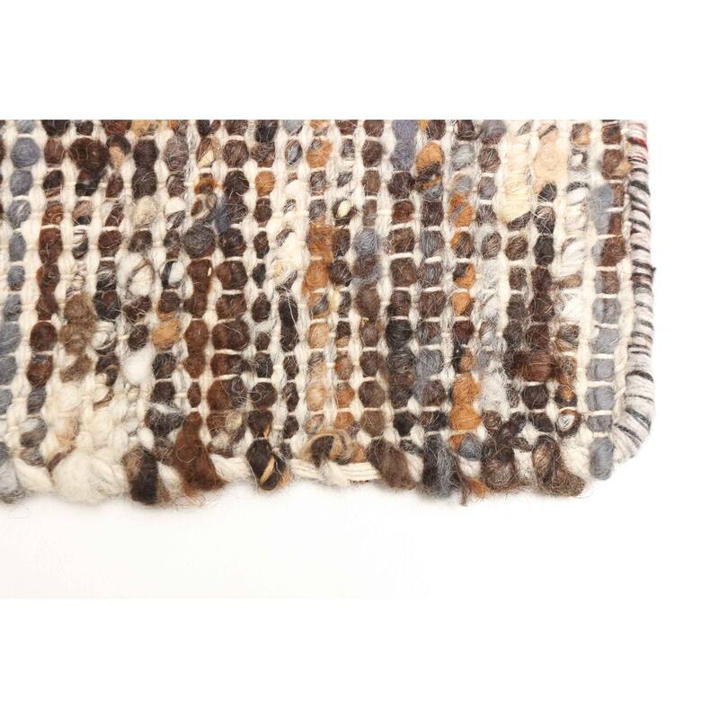 ECARPETGALLERY Braid weave Sienna Dark Brown Wool Rug - 6'1 x 9'1