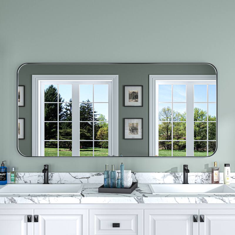 TOOLKISS Aluminum Alloy Round & Right Angle Frame Vanity Mirror